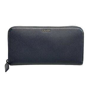 Auth PRADA - Navy Saffiano Leather Long Wallet
